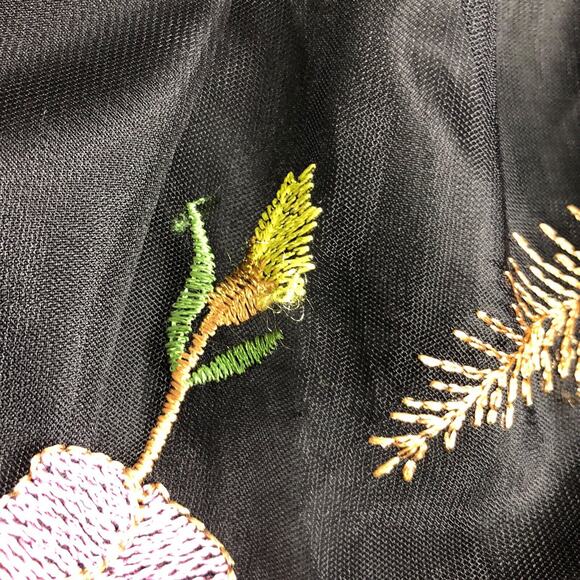 H&M Skirt Womens 8 Black Mesh Floral Embroidery Lined Boho Cottagecore Coquette‎ - Picture 11 of 16